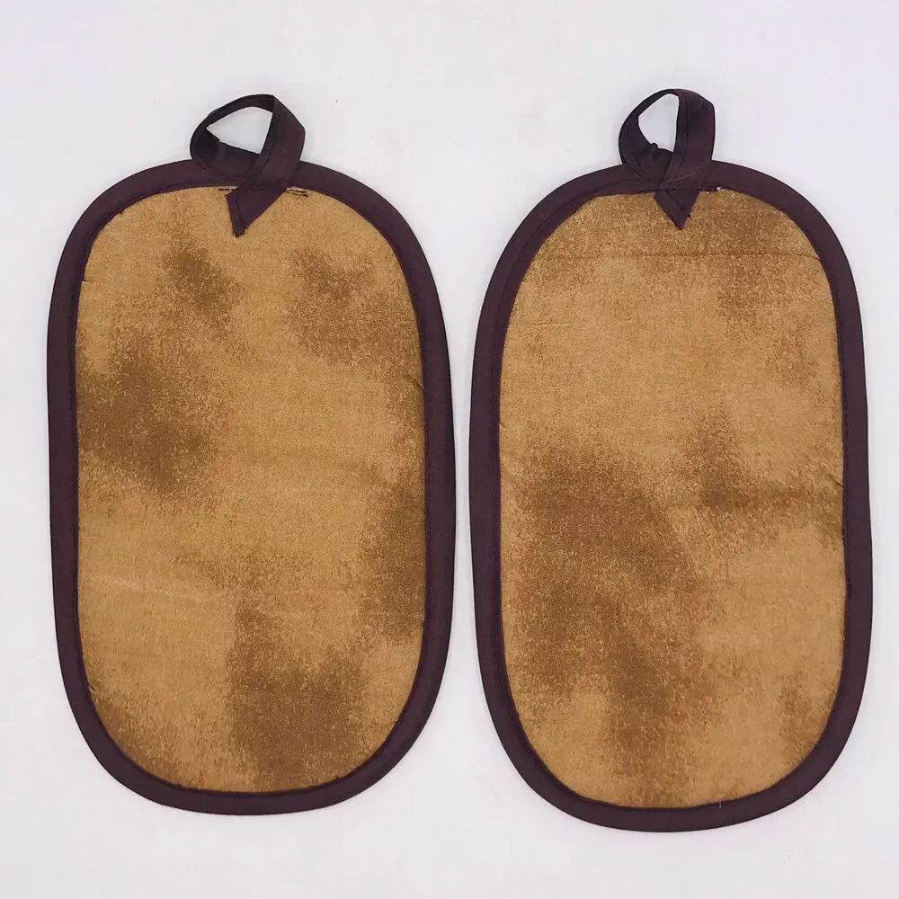 Set of 2 Finger Hotpad Potholders, Neutral Brown Tan 2 Piece Set